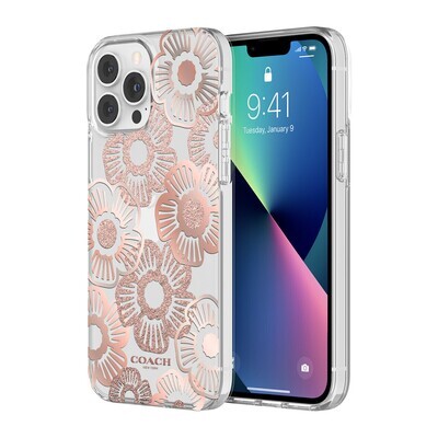 Coach iPhone 13 Pro Max Protective, Tea Rose Blush/Blush/Metallic/Glitter/Clear