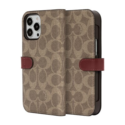 Coach iPhone 13 Pro Max Folio, Signature C Khaki