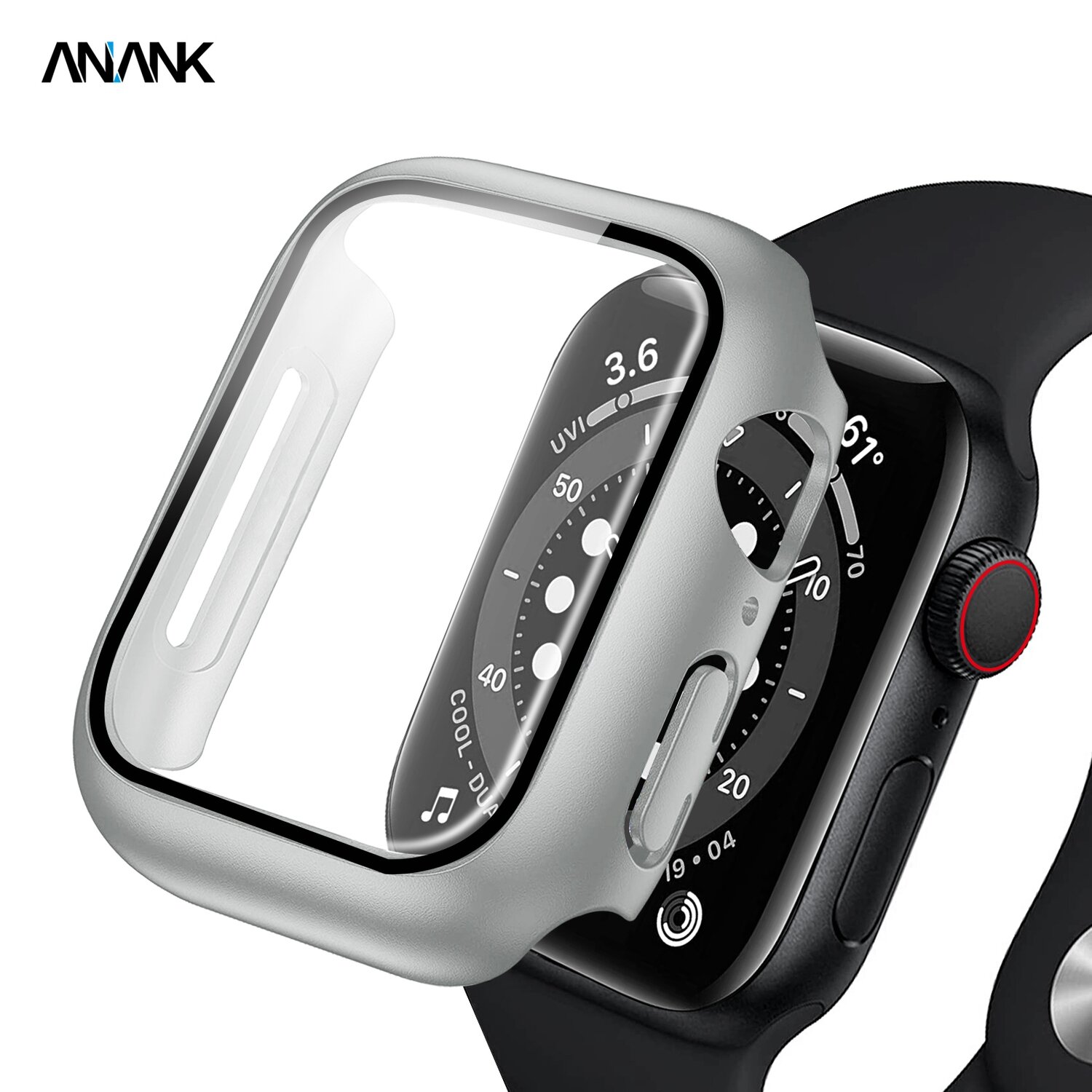 Anank Apple Watch Series 7 (41mm) Screen Guard Case, Silver
