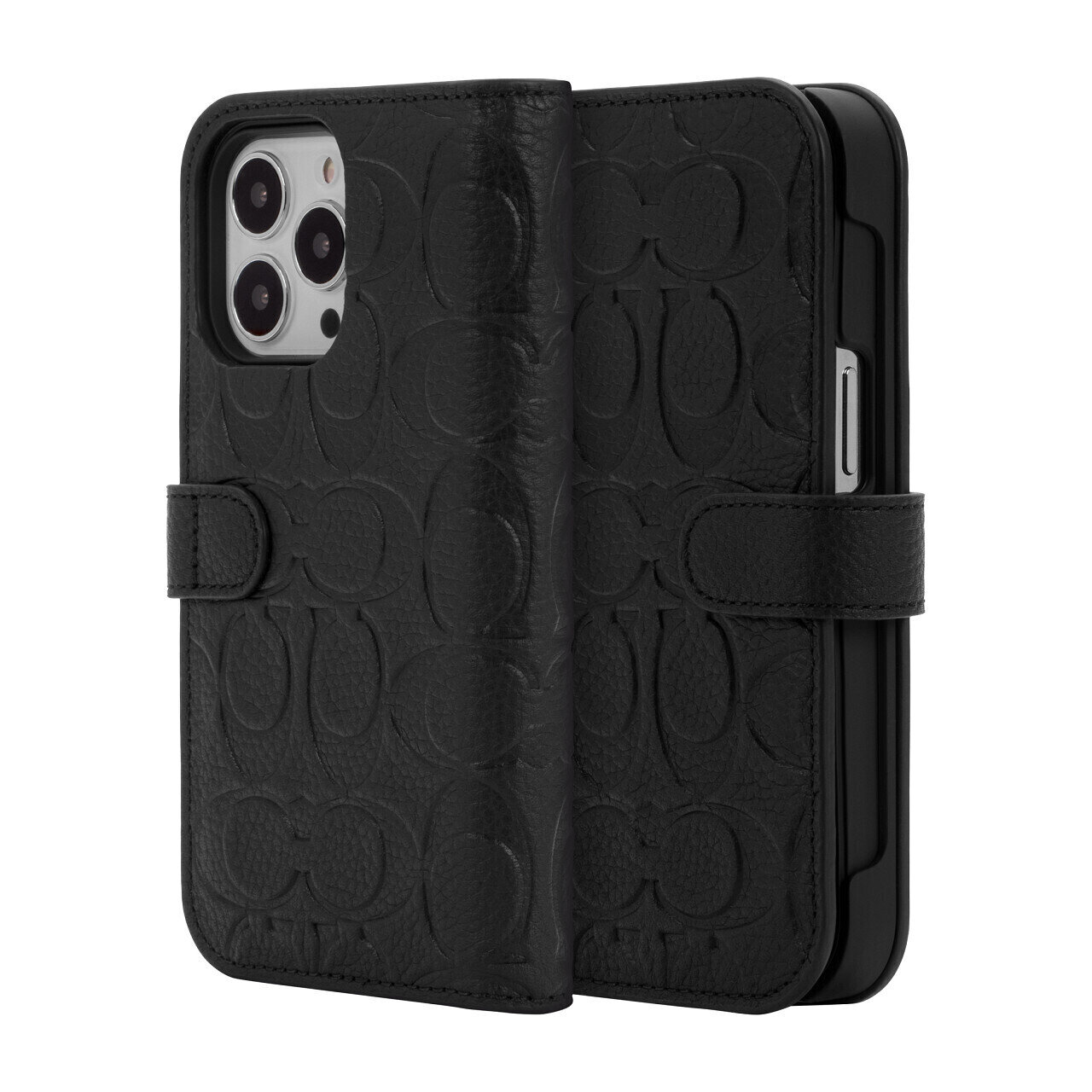 &lt;p&gt;Coach iPhone 13 Pro Leather Folio, Black Emboss Signature C Pebbled Leather&lt;/p&gt;