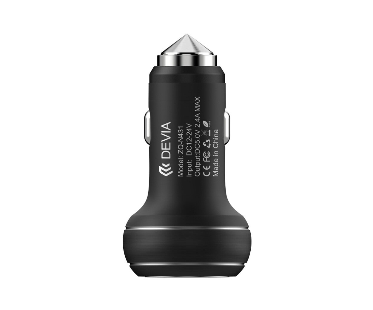 Devia Car Charger Dual USB Port Thor, Gun Black (2.4 A)