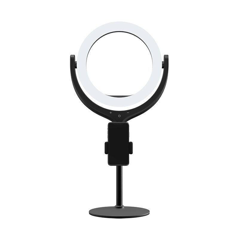 Devia Live Streaming Desktop Stand with LED Ring Light, Black (8&quot;, 40cm)
