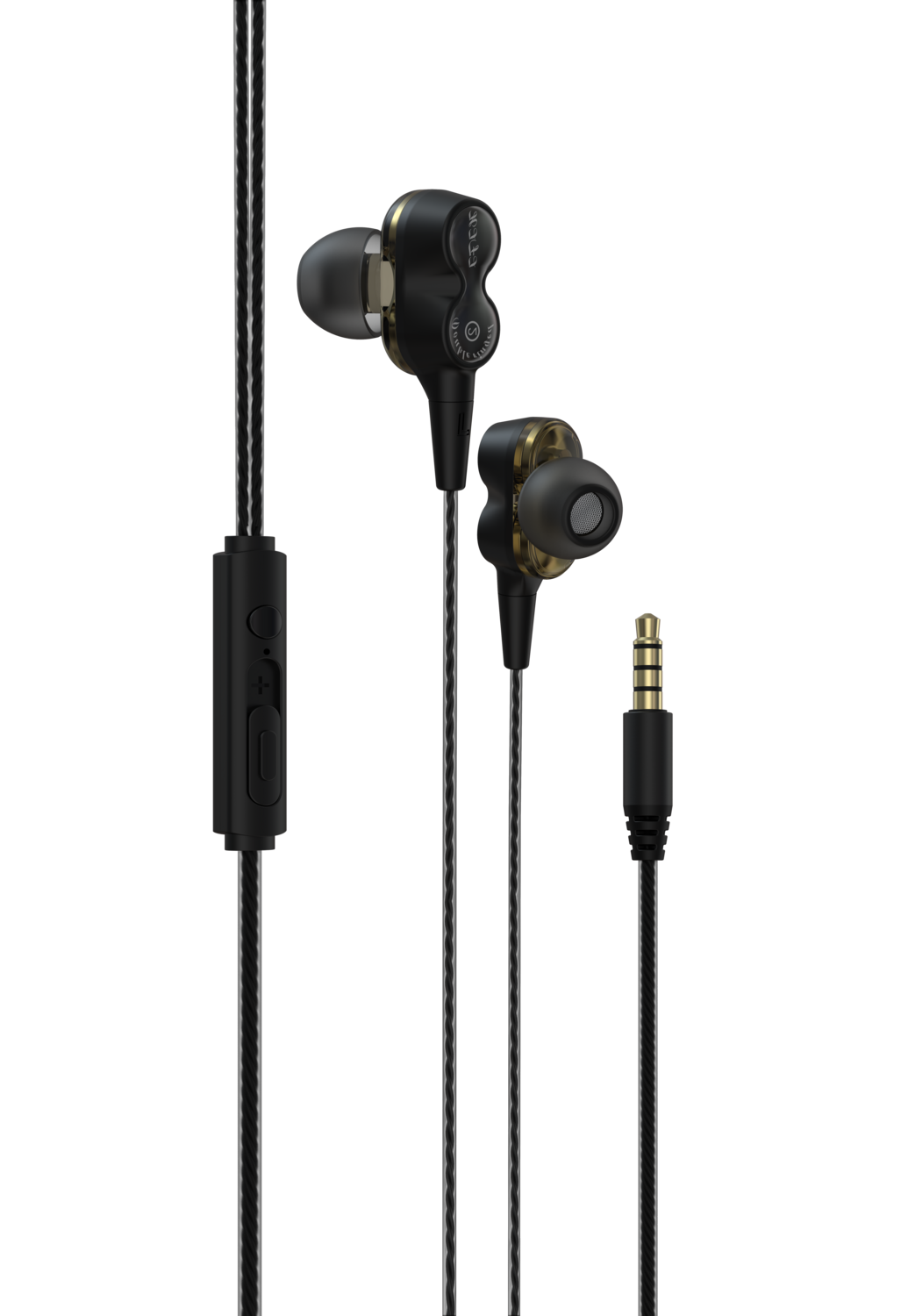 Devia Wired Earphone Smart with Dual Speakers, Black (3.5mm)