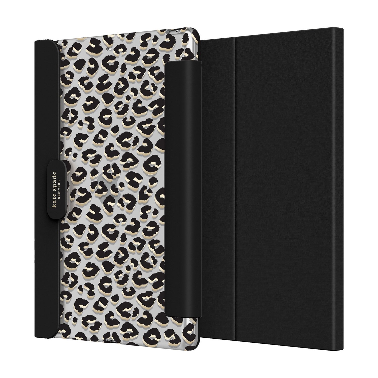 KSNY iPad 7/8/9 10.2 Protective Folio, Leopard Black/Gold Foil/Clear/Black