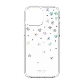 KSNY iPhone 13 mini Protective Hardshell, Scattered Flowers/Iridescent/Clear/Whi