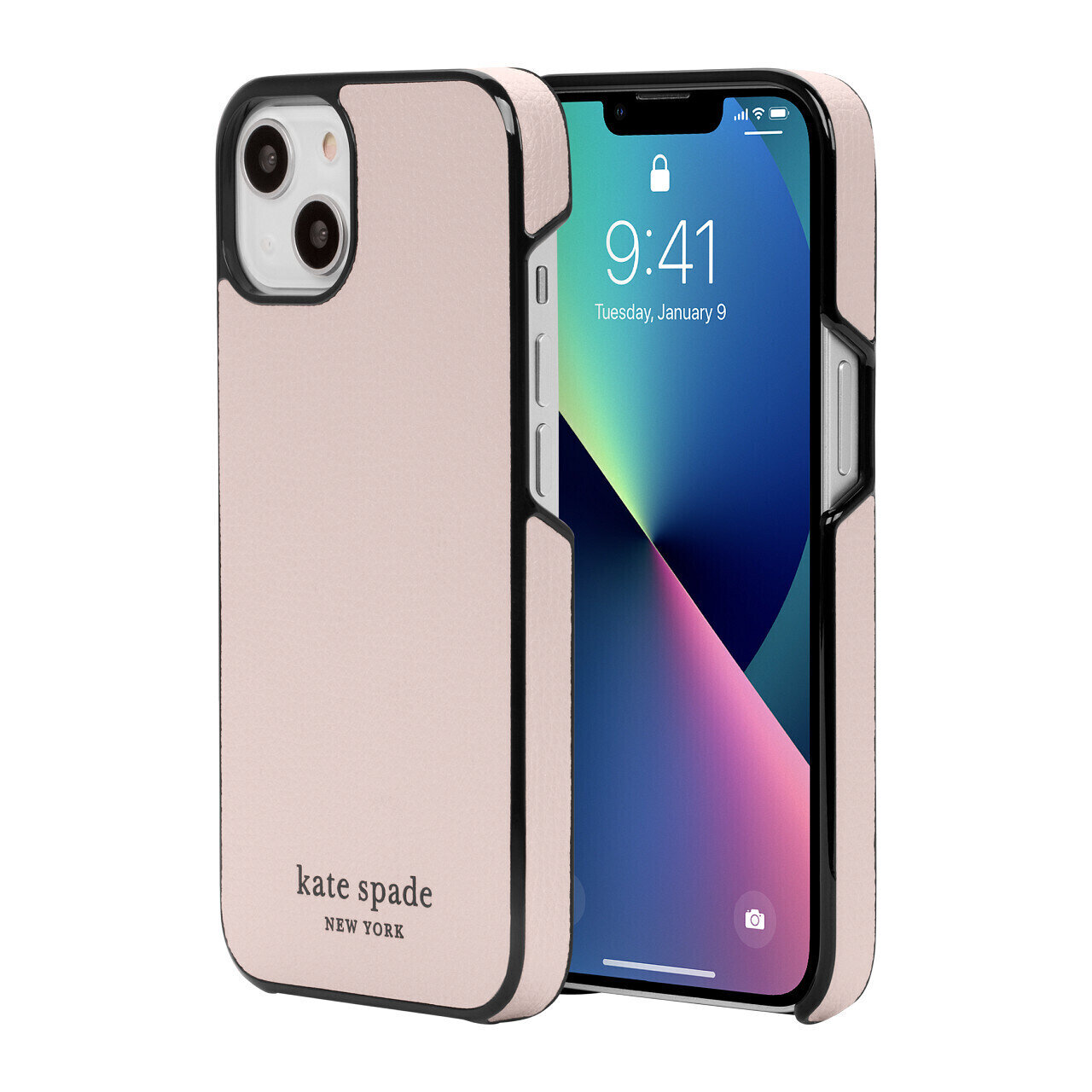 Kate Spade New York iPhone 13 Wrap, Pale Vellum/Black Bumper/Black Logo