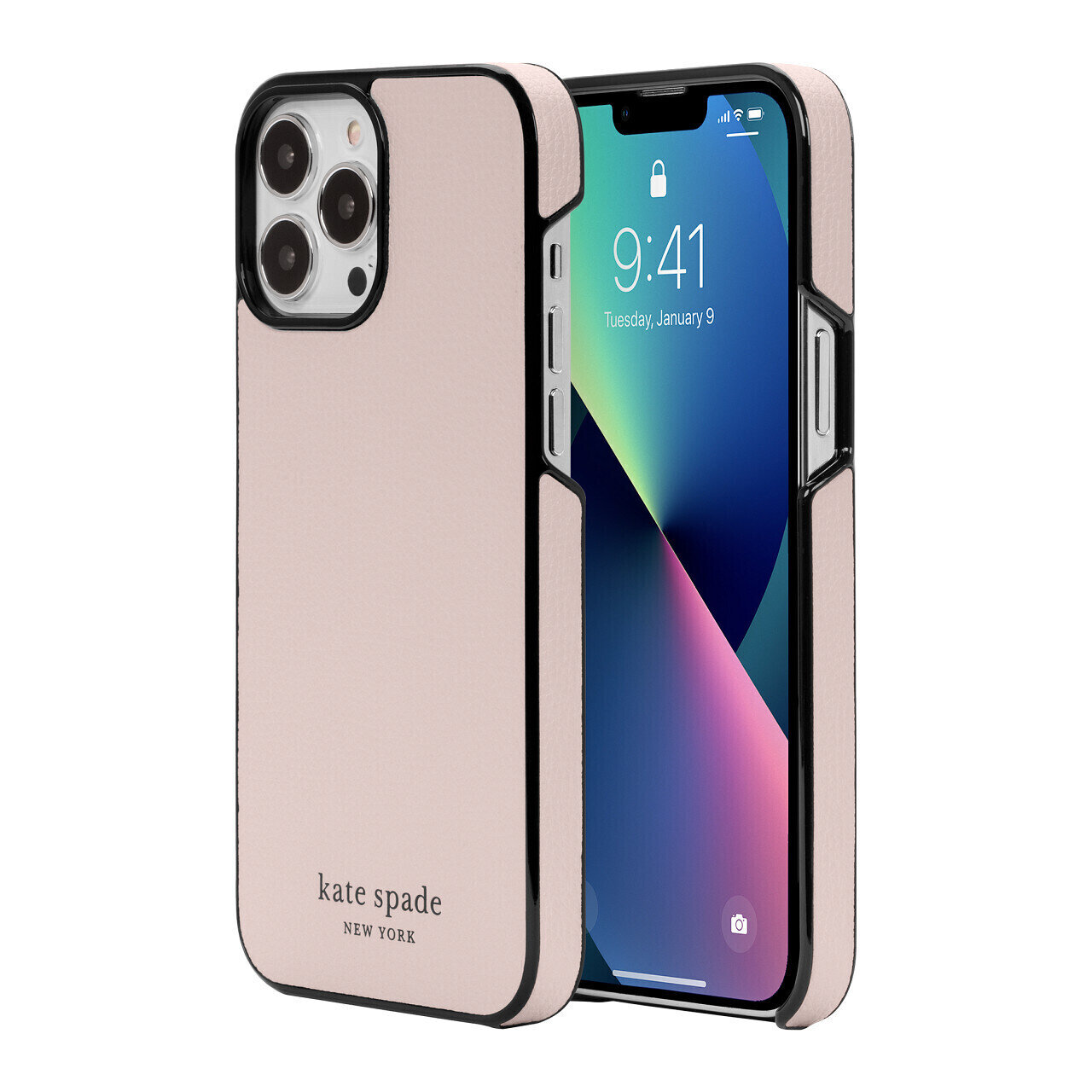 Kate Spade New York iPhone 13 Pro Wrap, Pale Vellum/Black Bumper/Black Logo
