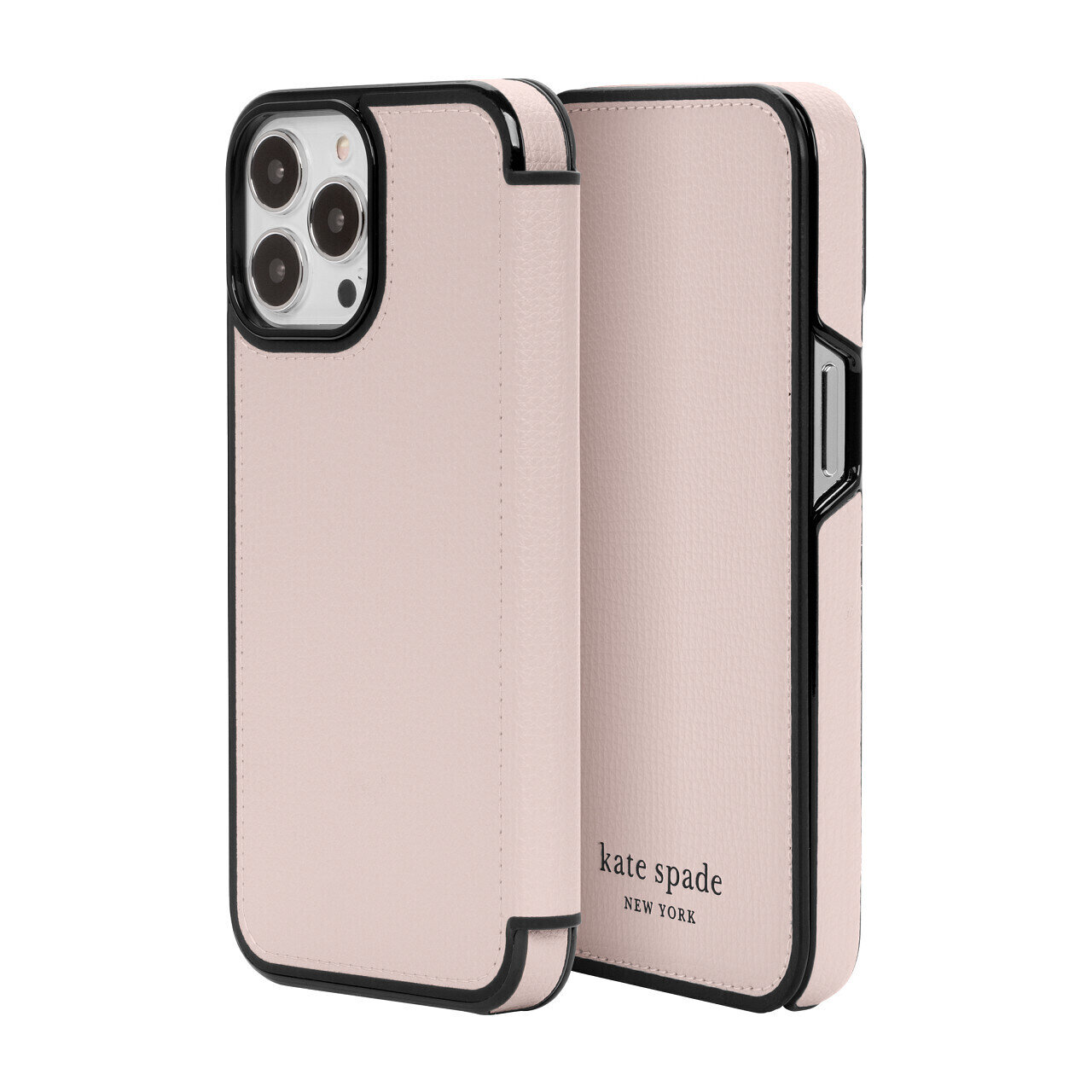 Kate Spade New York iPhone 13 Pro Max Folio, Pale Vellum/Black Border/Black Logo