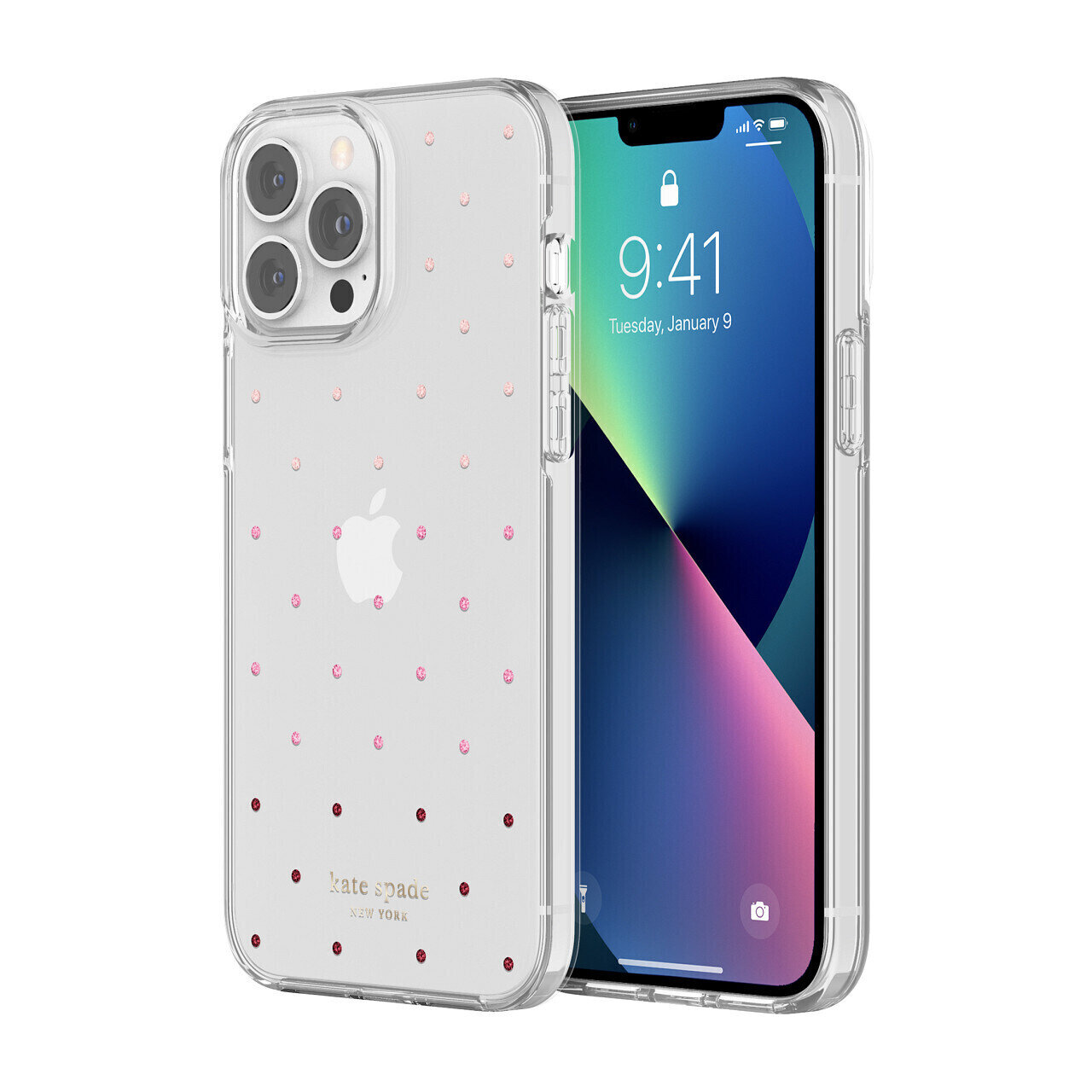 Kate Spade New York iPhone 13 Pro Max Protective Hardshell, Pin Dot Ombre/Pink/C