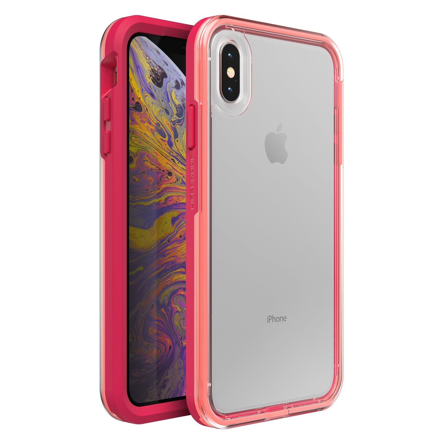 LifeProof iPhone Xs Max Slam Series, Coral Sunset (Clear/Coral/Pink) (77-60157)