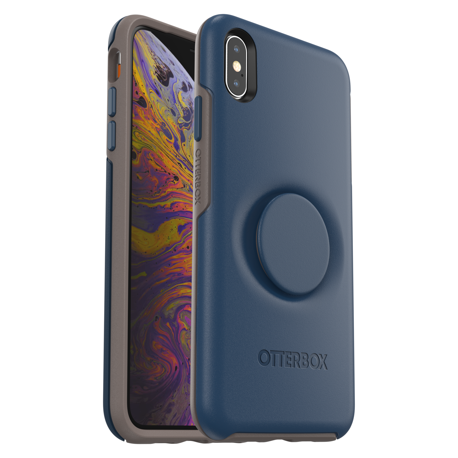 OtterBox Otter + Pop iPhone Xs Max Symmetry, Go To Blue (Blue/Iron)