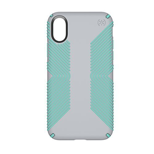 Speck iPhone Xs Max Presidio Grip, Dolphin Grey/Aloe Green