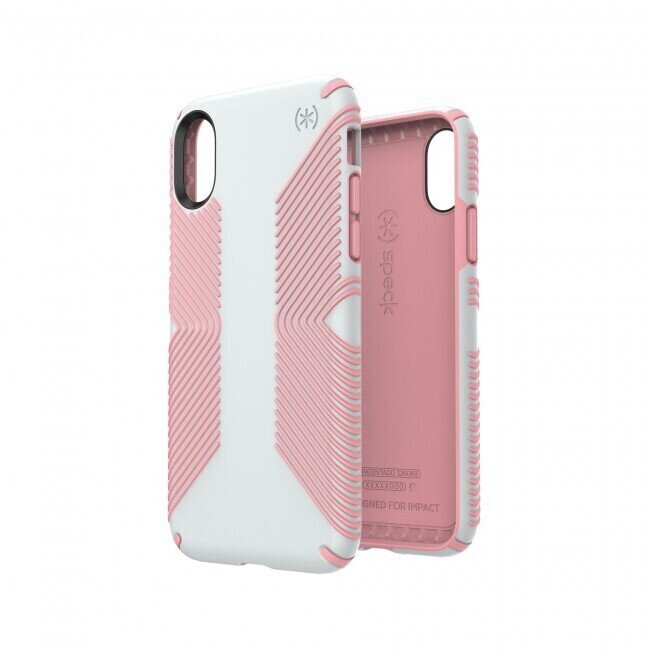 Speck iPhone Xs Max Presidio Grip, Dove Grey/Tart Pink