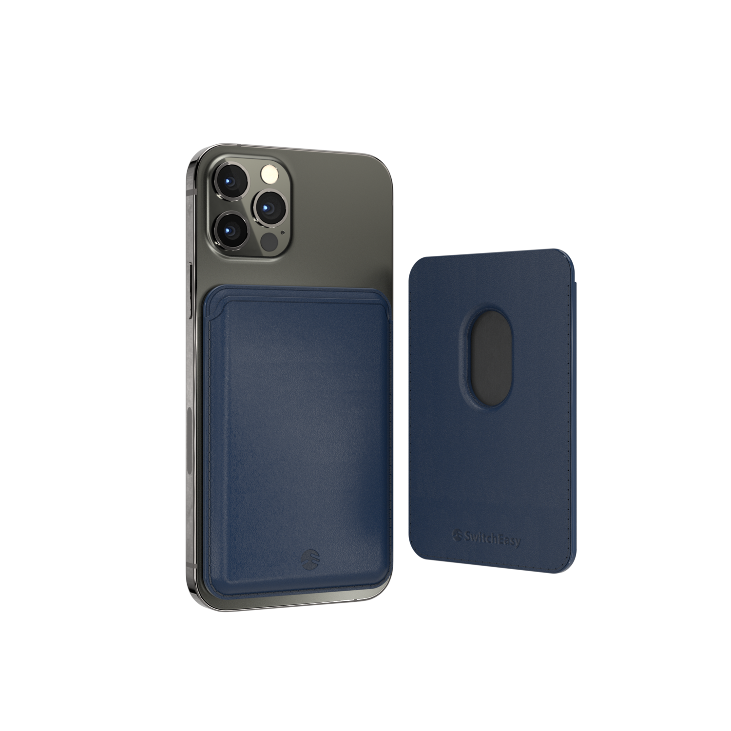 SwitchEasy MagWallet Leather Wallet with MagSafe, Navy Blue