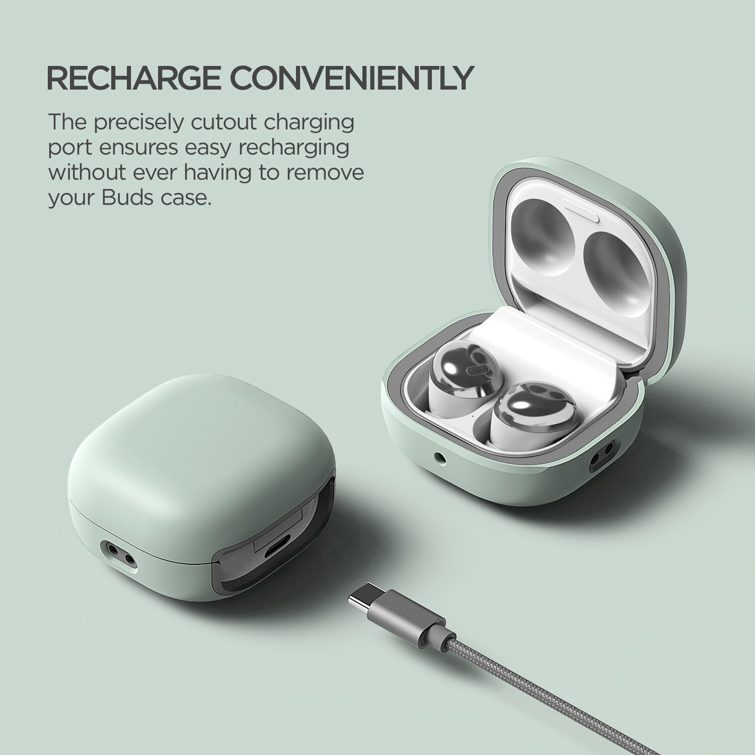 VRS Design Samsung Galaxy Buds Pro/Buds Live Modern TPU PlusPC, Marine Green