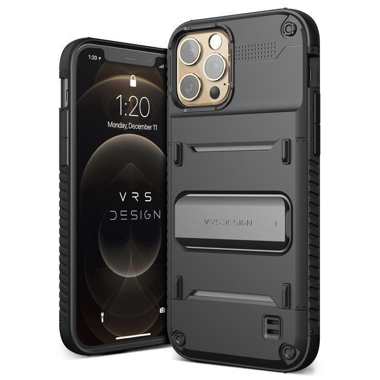 VRS Design iPhone 12 / iPhone 12 Pro Quickstand, Black/Metal Black