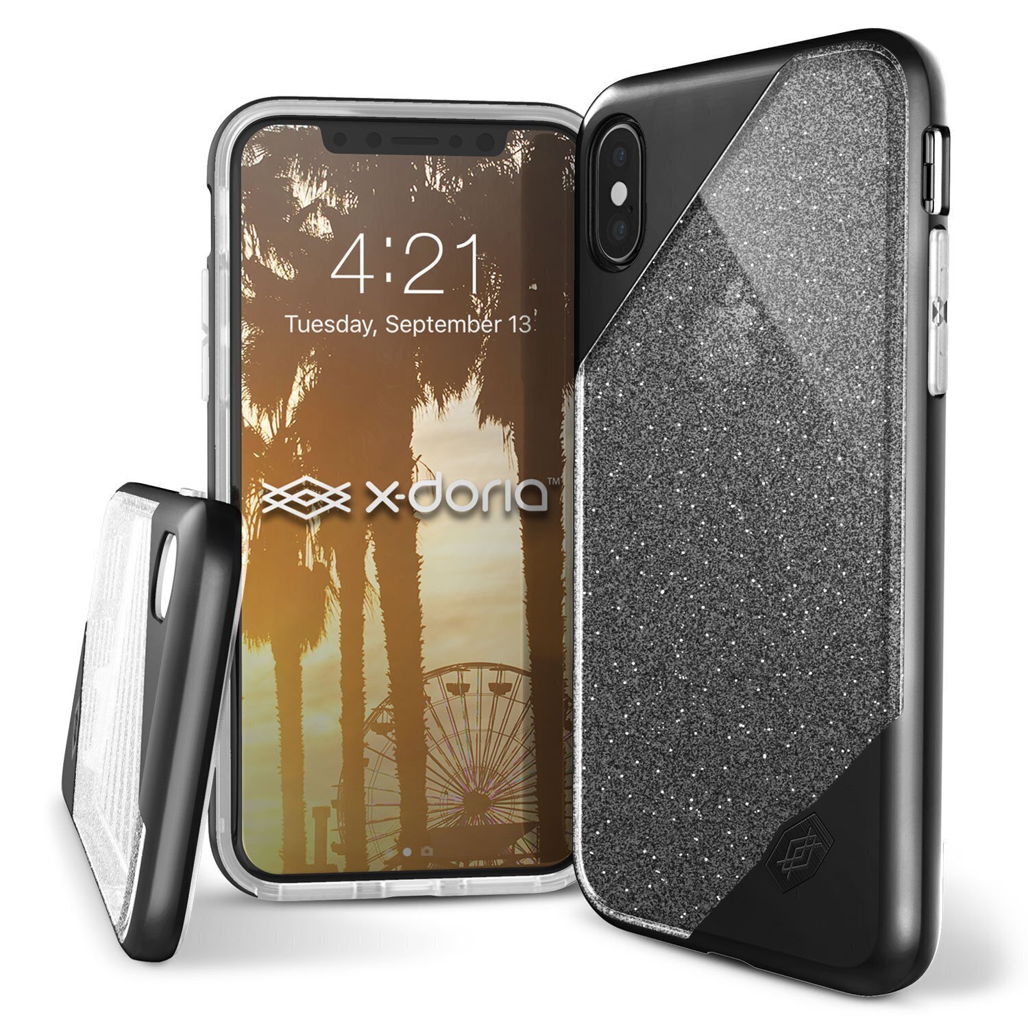 X-Doria iPhone X Revel Lux, Black Glitter