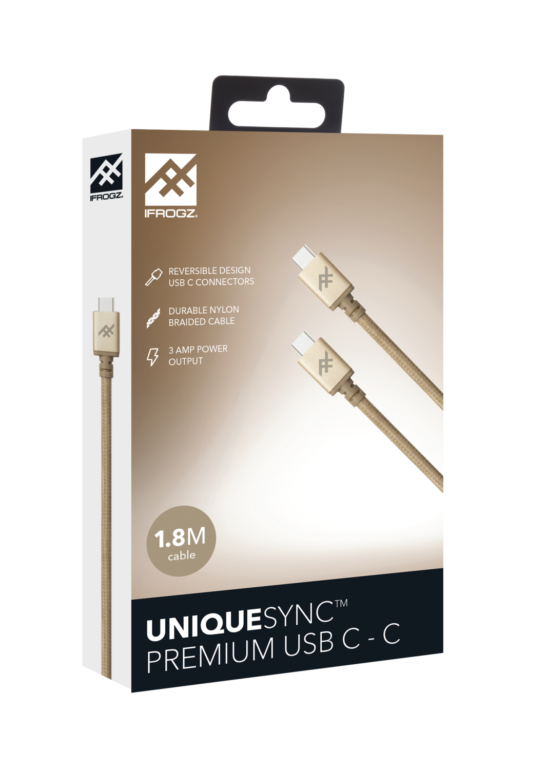 ZAGG iFrogz Unique Sync Premium USB-C 3.1 to USB-C 3.1 Nylon Braided Cable, 1.8M