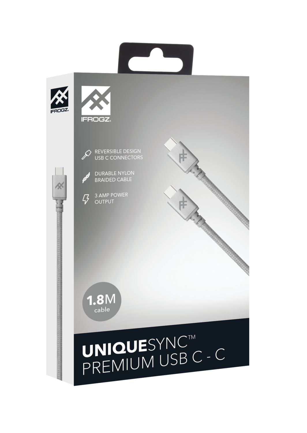 ZAGG iFrogz Unique Sync Premium USB-C 3.1 to USB-C 3.1 Nylon Braided Cable, 1.8M
