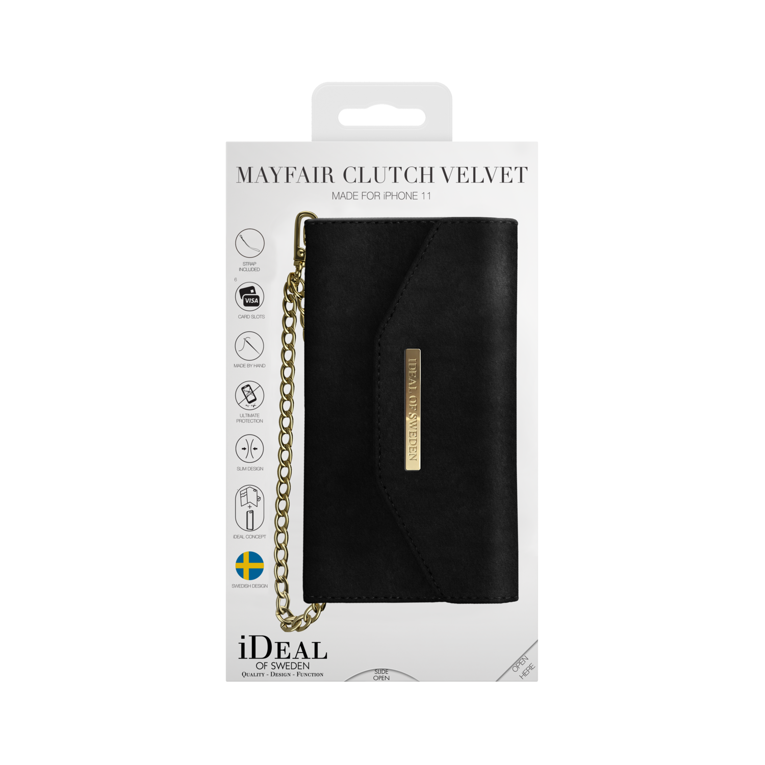 iDeal Of Sweden iPhone 11 Mayfair Clutch Velvet, Black