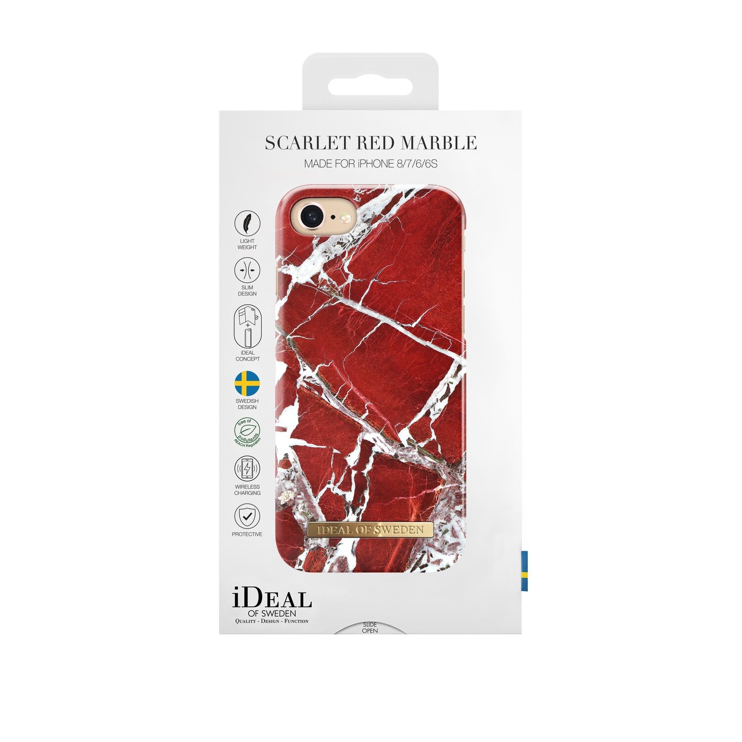 iDeal Of Sweden iPhone 8 Fashion Case S/S 2018, Scarlet Red Marble