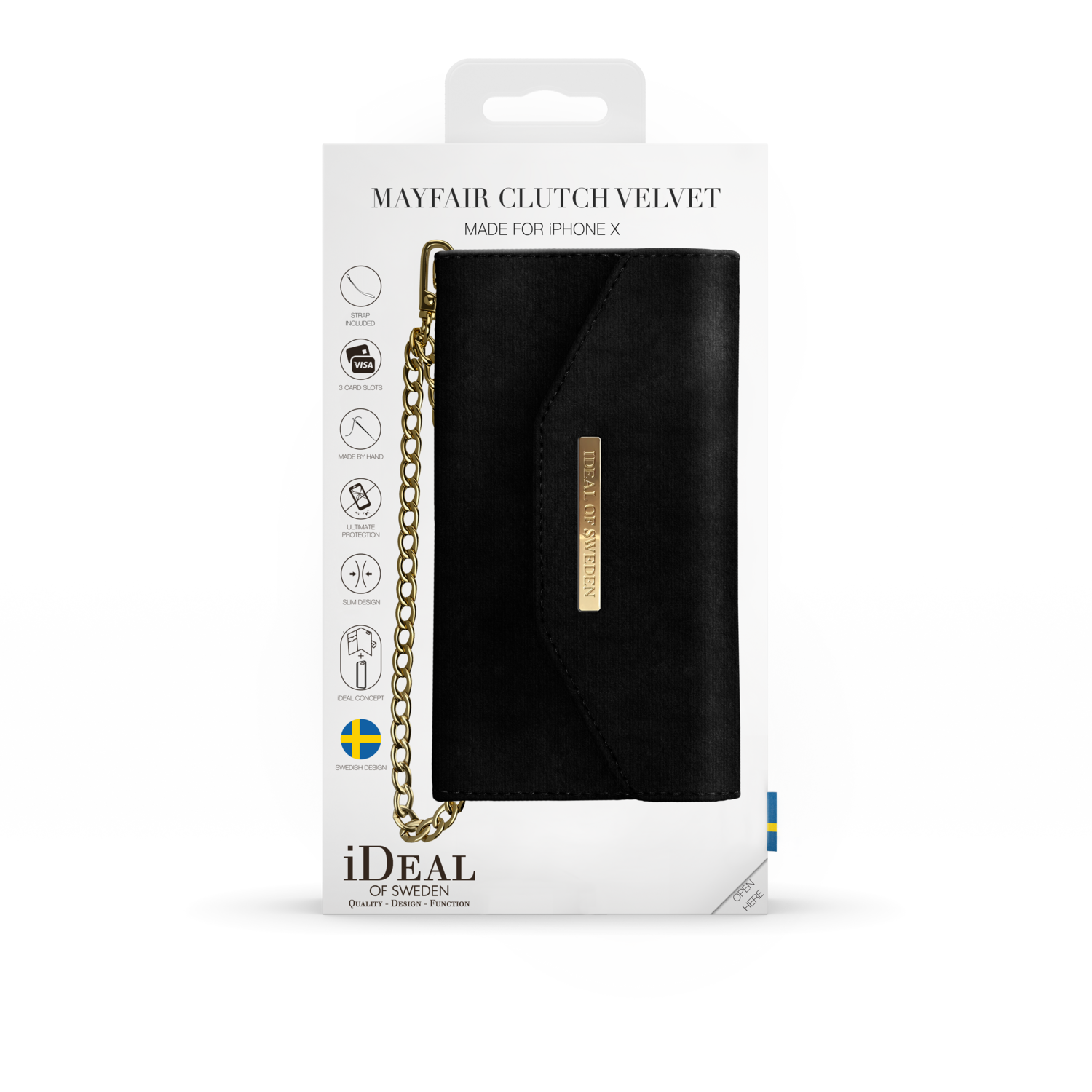 iDeal Of Sweden iPhone X Mayfair Clutch Velvet, Black