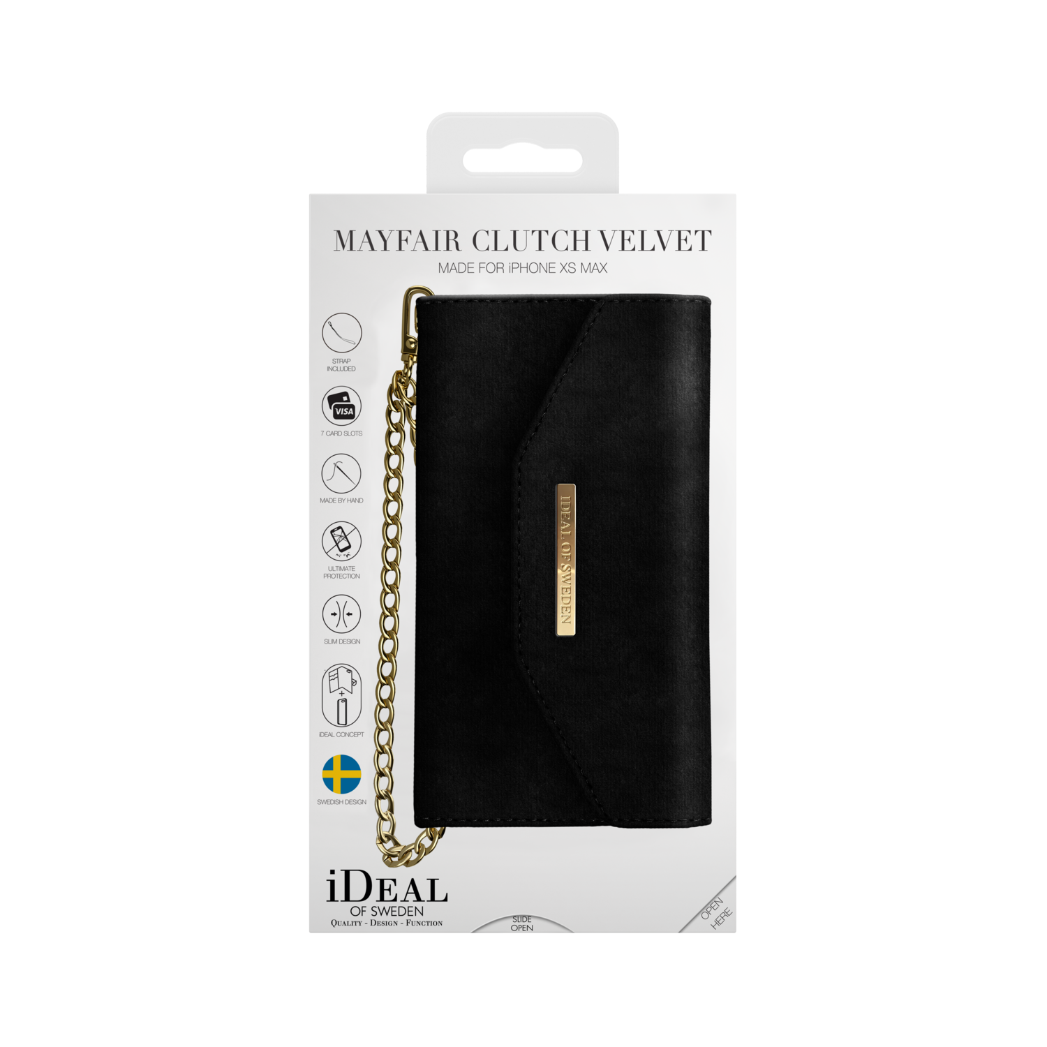 iDeal Of Sweden iPhone Xs Max Mayfair Clutch Velvet, Black