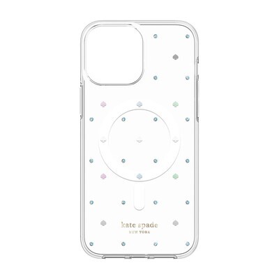 KSNY iPhone 13 Pro Max Protective Hardshell Case for MagSafe, Spade Pin Dot Irid