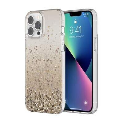 KSNY iPhone 13 Pro Max Protective Hardshell, Chunky Glitter Champagne/Gold Glitt