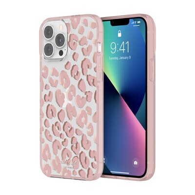 Kate Spade New York iPhone 13 Pro Max Protective Hardshell, City Leopard Pink/Ro