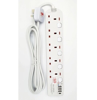 HOYO 5 Way Extension Socket with USB &amp; Timer Switch - 3 Meter (3500771)