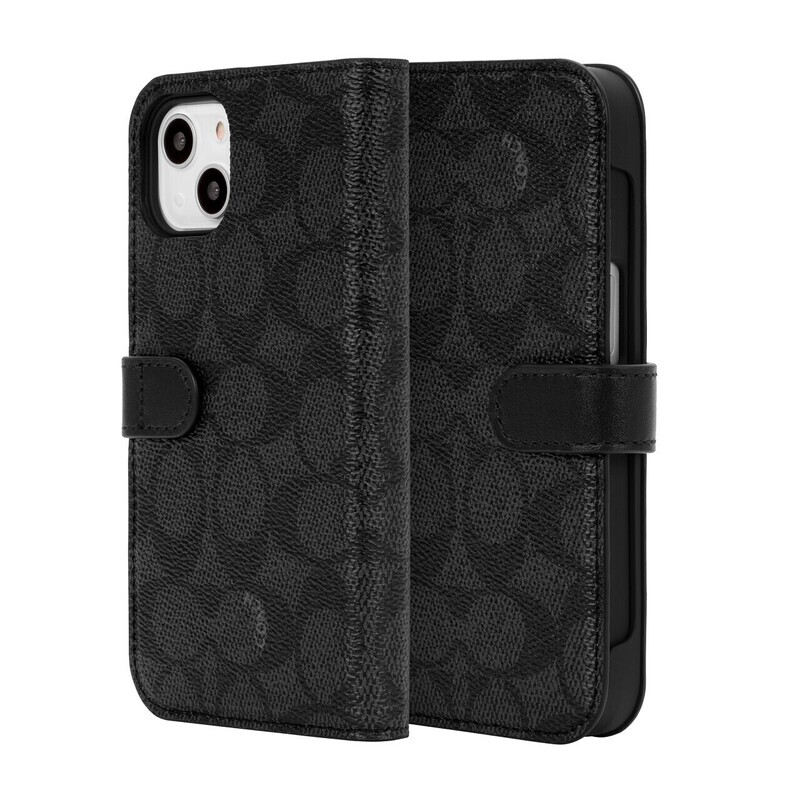 Coach iPhone 13 Folio, Signature C Black
