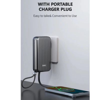 WiWU P030 Trunk Power Bank 10000mAh with Plug, Black