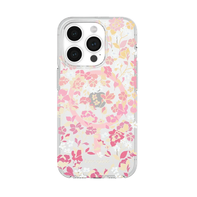 KSNY iPhone 15 Pro Protective Hardshell Case with MagSafe,Flowerbed Pink Ombre/W