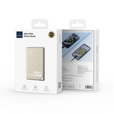 WiWU P020 Ultra-Thin Power Bank 10000mAh, Titanium Alloy