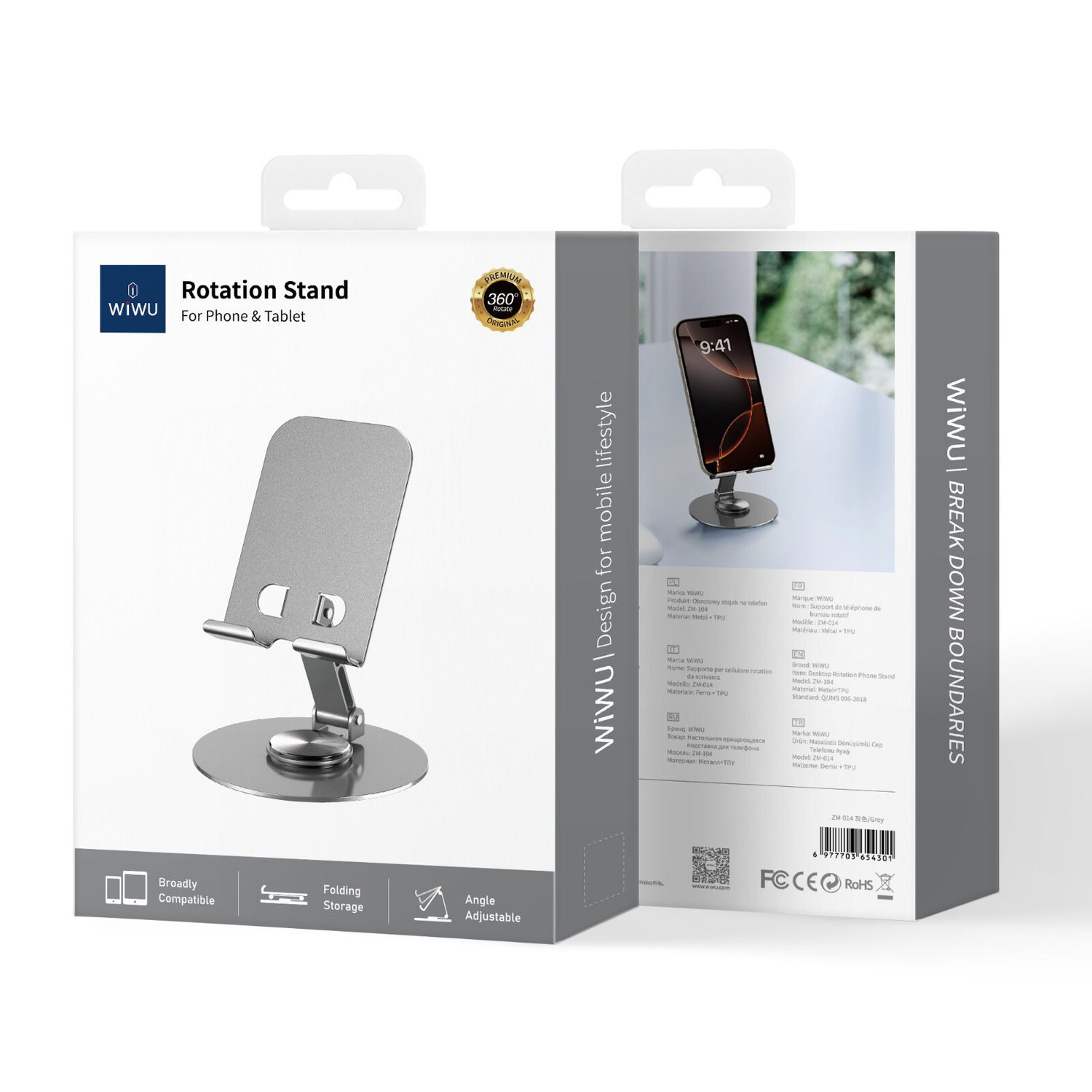 WiWU ZM014 Rotation Phone Stand, Grey