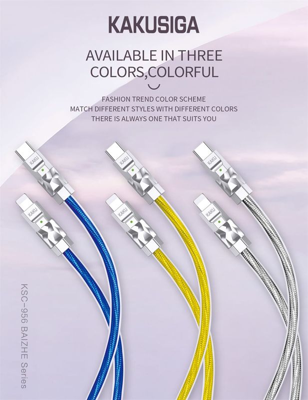 Kaku KSC-956 BAIZHE Type-C to Lightning Fast Charging Data Cable, Silver