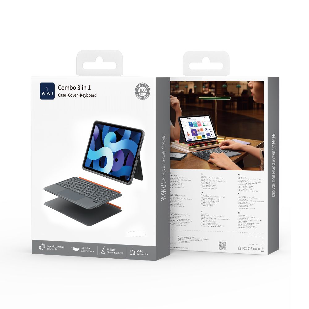 WiWU MK5 iPad Air 11 Combo 3 in 1 Case+Cover+Keyboard, Grey