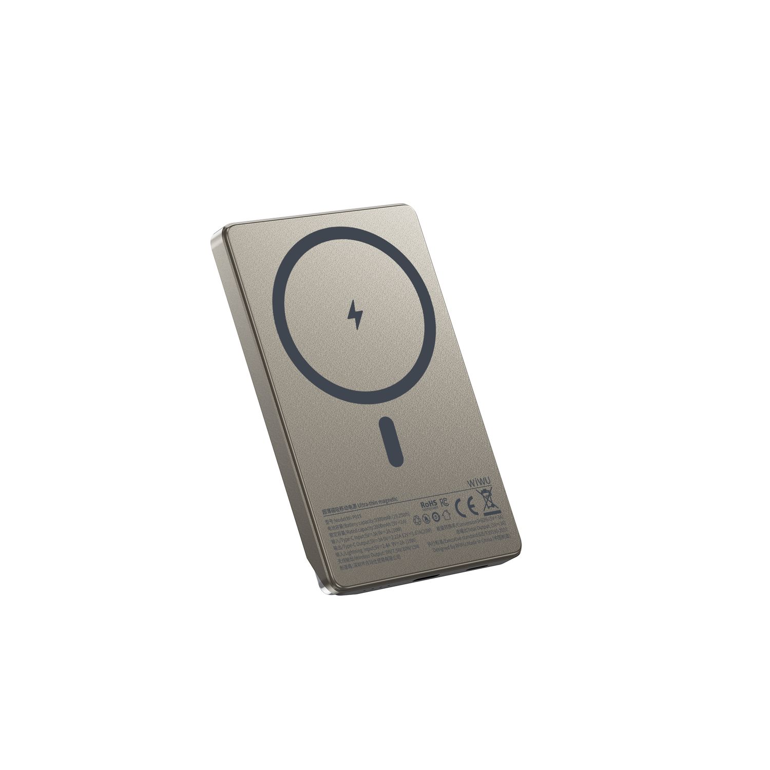 WiWU P019 Ultra-Thin Power Bank 5,000mAh, Titanium Alloy