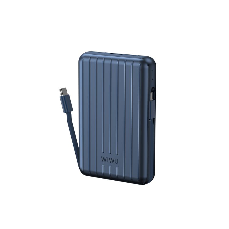WiWU PP03 Trunk Magnetic w/dual Cable Power Bank 10,000mAh, Blue