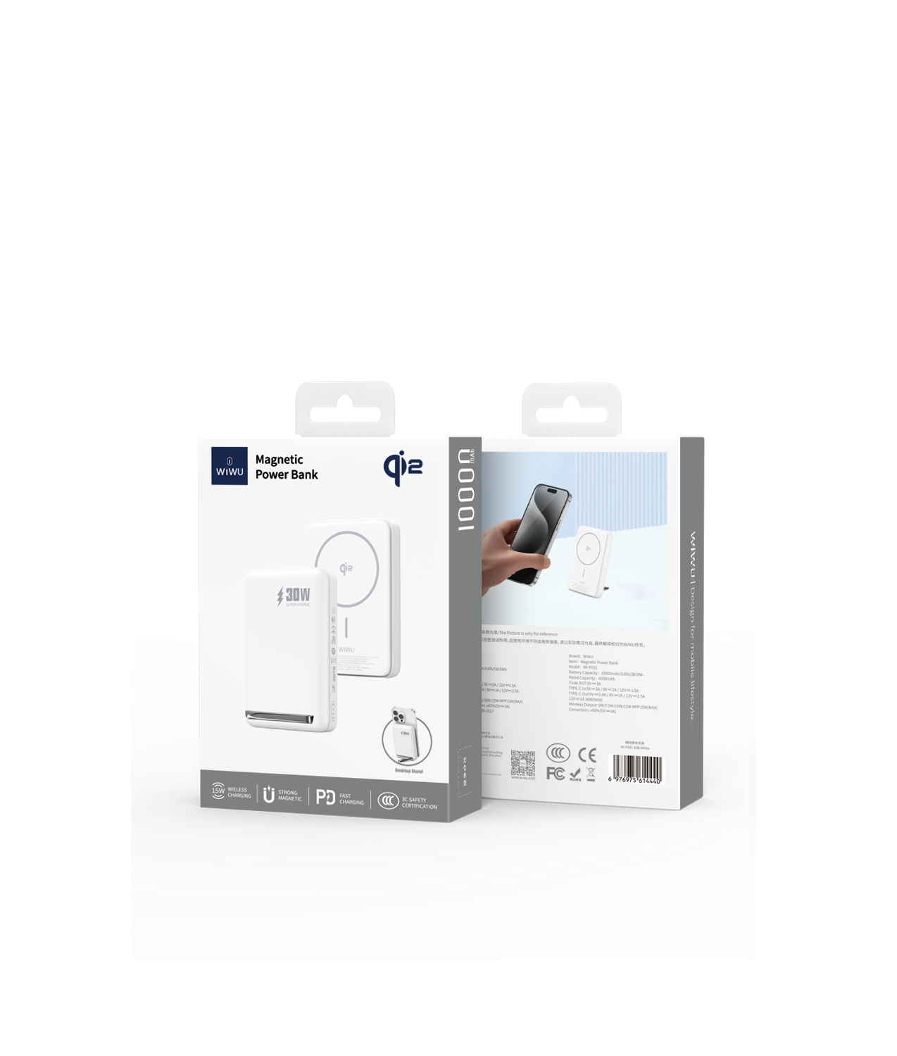 WiWU P031 Magnetic Power Bank 10000mAh, White