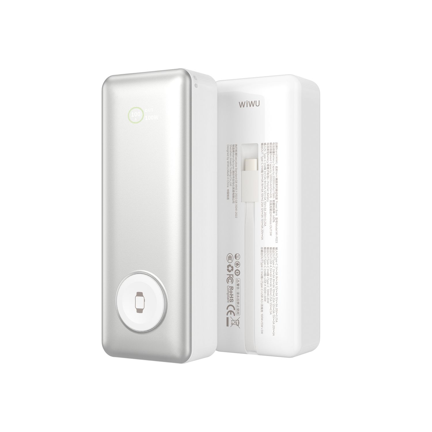 WiWU P023 Elite Power Bank 20000mAh, Silver