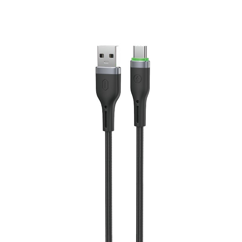 WiWU C067 Oringlink USB-A to USB-C Aluminum Alloy Braided Nylon Cable, 1M Black