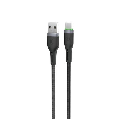 WiWU C067 Oringlink USB-A to USB-C Aluminum Alloy Braided Nylon Cable, 1M Black