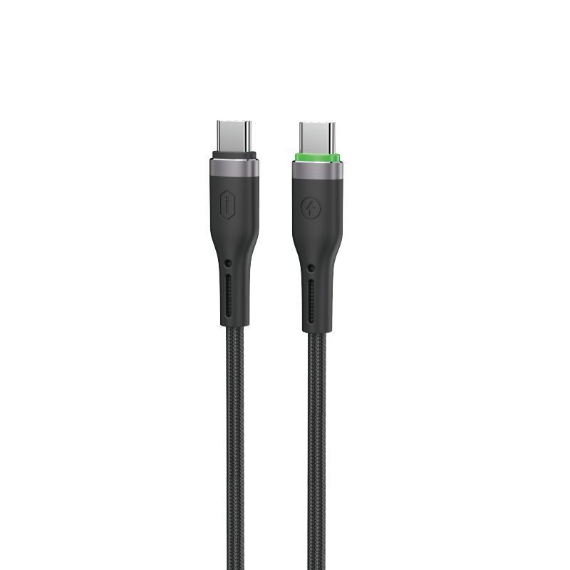 WiWU C069 Oringlink USB-C to USB-C Aluminum Alloy Braided Nylon Cable, 1M Black