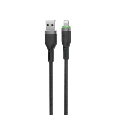 WiWU C068 Oringlink USB-A to Lightning Aluminum Alloy Braided Nylon Cable, 1M Black