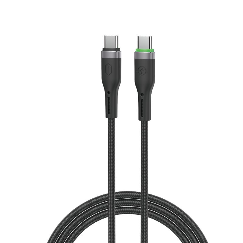 WiWU C069 Oringlink USB-C to USB-C Aluminum Alloy Braided Nylon Cable, 1M Black