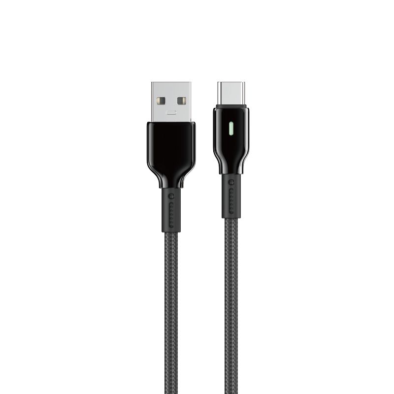 WiWU C073 Oringlink USB-A to USB-C Zinc Alloy Braided Nylon Cable, 1M Black