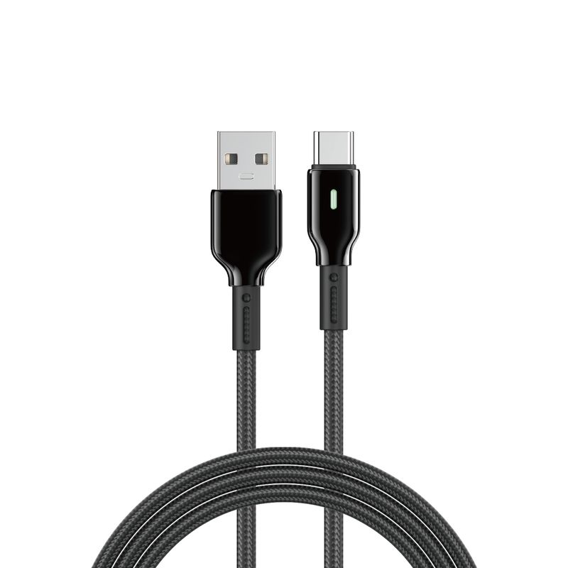 WiWU C073 Oringlink USB-A to USB-C Zinc Alloy Braided Nylon Cable, 1M Black