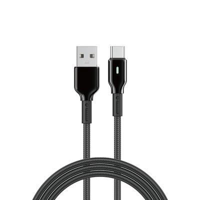 WiWU C073 Oringlink USB-A to USB-C Zinc Alloy Braided Nylon Cable, 1M Black